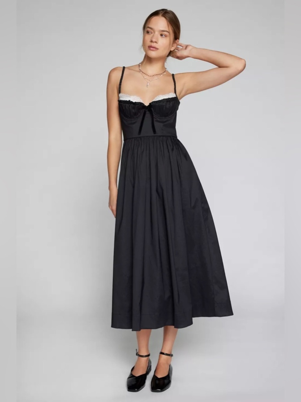 For Love & Lemons Doris Lace-Trim Midi Dress